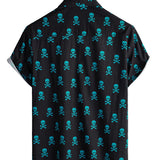 Katoenen Zomer T-shirt met Korte Mouwen voor Mannen met Punk Rock Skull Patroon
