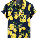 Hawaiiaanse korte mouwen katoenen shirt met gele citroenen voor mannen
