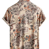 Casual Katoenen Retro Overhemd met Knopen in Bloemenpatroon voor Mannen