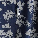 Heren Korte Mouwen Katoenen Overhemd met Vintage Bloemenpatroon in Marineblauw