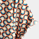 Zomer Katoenen Overhemd met Korte Mouwen voor Mannen, Retro, Knopen, Vintage, Geometrisch, Cirkels, Cool