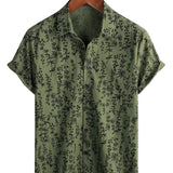 Korte Mouwen Katoenen Overhemd met Knopen in Vintage Stijl met Bloemenpatroon voor Mannen
