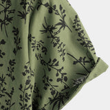 Korte Mouwen Katoenen Overhemd met Knopen in Vintage Stijl met Bloemenpatroon voor Mannen