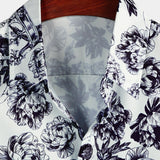 Korte Mouwen Katoenen Shirt met Bloemen Skull Print in Punk Rock Stijl voor Mannen