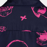 Heren Aloha shirt van katoen met roze doodskopprint en korte mouwen