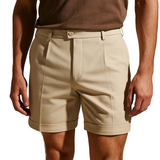 Heren shorts met een plooi en zakken – beige en veelzijdig