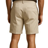 Heren shorts met een plooi en zakken – beige en veelzijdig