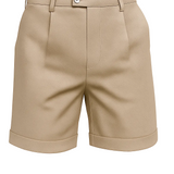 Heren shorts met een plooi en zakken – beige en veelzijdig