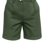Mannelijke shorts met plooien en zakken – groen en veelzijdig