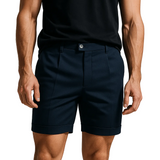 Mannelijke shorts met plooien en zakken – Donkerblauw en veelzijdig