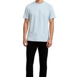 Heren T-shirt van katoen – Ademend korte mouwen ronde hals – Mistig blauw