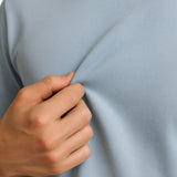 Heren T-shirt van katoen – Ademend korte mouwen ronde hals – Mistig blauw