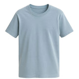 Heren T-shirt van katoen – Ademend korte mouwen ronde hals – Mistig blauw