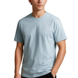Heren T-shirt van katoen – Ademend korte mouwen ronde hals – Mistig blauw