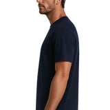 Heren T-shirt van katoen – Ademend, korte mouwen, ronde hals – Marineblauw