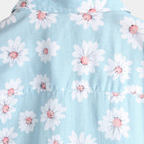Heren Zomer Overhemd met Korte Mouwen in Hawaiiaanse Stijl in Blauwe Kleur met Margriet Bloemen