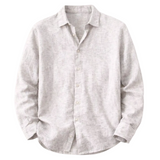 Loszittend herenoverhemd met linnen en lange mouwen