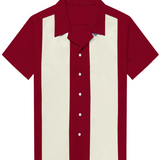 Retro Korte Mouwen Overhemd uit de Jaren '50 met Cubaanse Kraag voor Mannen in de Kleur Blauw