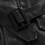 Elegante Lange Leren Motorjas