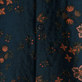 Korte Mouwen Katoenen Overhemd met Knopen voor Mannen, Bloemenprint, Marineblauw voor de Zomer