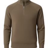 Heren sweater met halve rits en kraag – Taupe Bruin