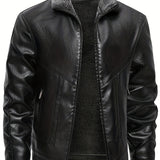 Elegante Leren Jas met Fleece