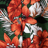Heren overhemd met korte mouwen, groen met bloemen
