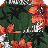Korte Mouwen Katoenen Overhemd met Hawaiiaanse Groene Bloemen voor Mannen