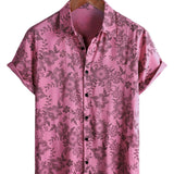 Hawaiiaanse Korte Mouwen Hemd met Roze Bloemen voor Mannen