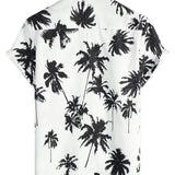 Witte Zomer Overhemd met Korte Mouwen in Hawaiiaanse Stijl met Tropisch Patroon voor Mannen