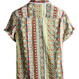 Retro Katoenen Korte Mouwen Boho Overhemd voor Mannen