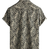 Zomer Heren Vintage Shirt met Tijgerpatroon, Licht voor Vakantie op het Strand, Korte Mouwen en Knopen