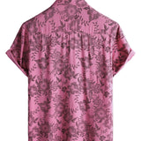 Hawaiiaanse Korte Mouwen Hemd met Roze Bloemen voor Mannen