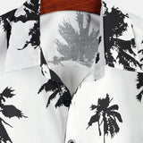 Witte Zomer Overhemd met Korte Mouwen in Hawaiiaanse Stijl met Tropisch Patroon voor Mannen
