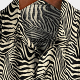 Zomer Heren Vintage Shirt met Tijgerpatroon, Licht voor Vakantie op het Strand, Korte Mouwen en Knopen