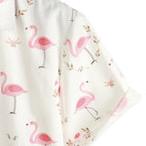Korte mouwen katoenen overhemd met roze flamingo's voor heren