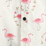 Korte mouwen katoenen overhemd met roze flamingo's voor heren