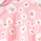 Korte Mouwen Katoenen Hawaii Shirt voor Mannen in Roze met Margrieten