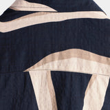 Heren Katoenen Retro Gestreepte Overhemd voor de Zomer Donkerblauw met Korte Mouwen en Knopen