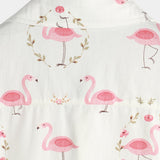 Korte mouwen katoenen overhemd met roze flamingo's voor heren