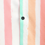 Heren Zomer Katoenen Shirt met Roze-Witte Verticale Strepen, Met Knopen en Pocket, Korte Mouwen