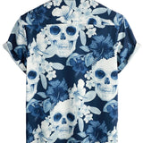 Korte Mouwen Katoenen Shirt met Roze Doodskop voor Mannen