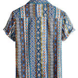 Retro Katoenen Korte Mouwen Boho Overhemd voor Mannen