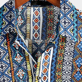 Retro Katoenen Korte Mouwen Boho Overhemd voor Mannen