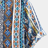 Retro Katoenen Korte Mouwen Boho Overhemd voor Mannen