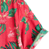 Hawaiiaanse Korte Mouwen Katoenen Overhemd met Rode Bloemen voor Mannen