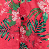 Hawaiiaanse Korte Mouwen Katoenen Overhemd met Rode Bloemen voor Mannen