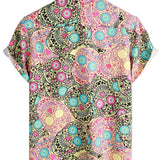 Korte Mouwen Katoenen Shirt met Roze Doodskop voor Mannen