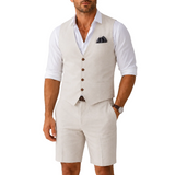 Sander – herenset met gilet met V-hals en short