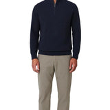 Heren sweater met halve rits en kraag – Koninklijk blauw